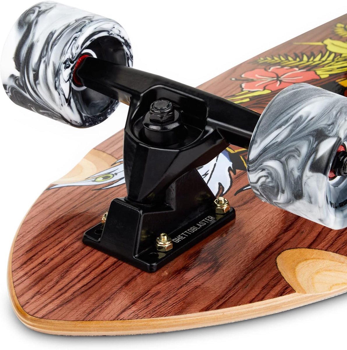 Skateboard - Surfskate board - Stad cruisen - Mahonie inleg - 81cm x 21cm - Natuurlijk hout