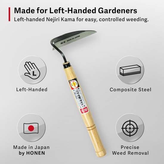 Japanse Sikkel - Tuinieren Snoeischaar - Onkruid Wieden - Verdikte Scherpe Blad - 33 cm - Houtkleurig — afbeelding 3