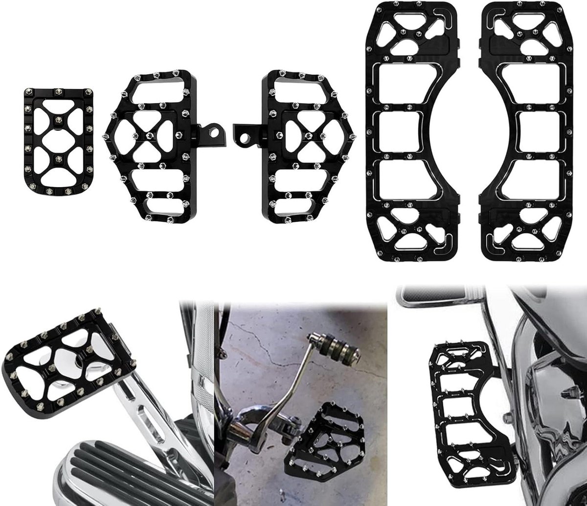 Motorfiets Vloerplaten - Voetsteunen Set - Comfortabel Rijden - Extra Brede Grip - 33.5 x 14.2 x 13.2 cm - Zwart