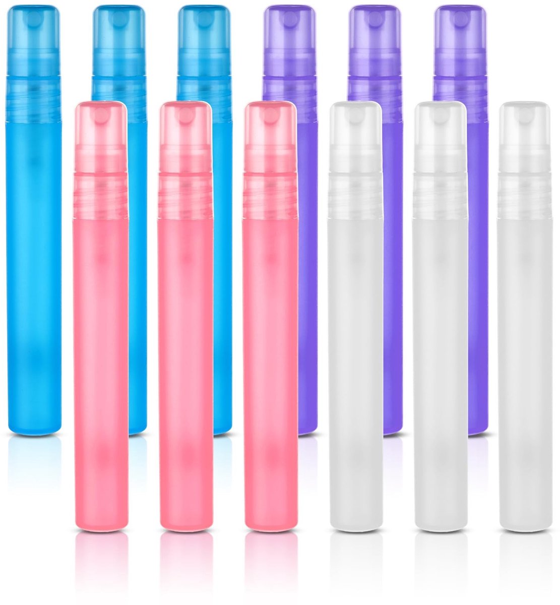 IMstore - Mini Spray Flesjes - Refillable Atomizer - 12 Stuks - 10ml - Perfume en Makeup - Handig voor op Reis - Blauw, Roze, Paars, Wit