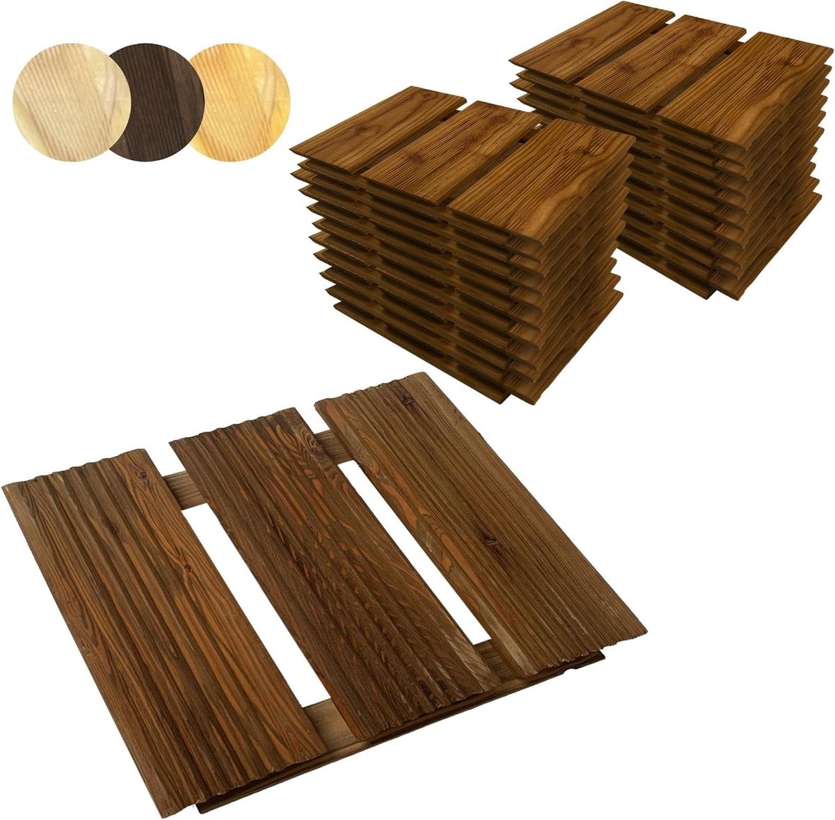 Houten terrastegels - Tuintegels vlonder - Buitenruimte creëren - Chroomvrij geïmpregneerd - 28 stuks 30x30 - Bruin