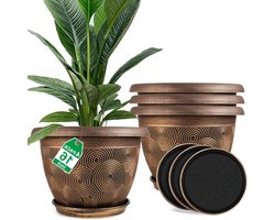 Grote Plantenbakken - Bloempotten Tuinpotten - Planten Binnen Buiten - Met Afvoer Gat En Lade - 40.6 cm 4 Stuks