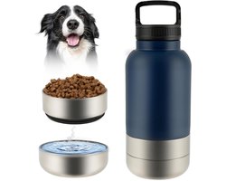 Top 10 hondenspullen voor onderweg 2026: 3-in-1 Reisdrinkfles Hond 900 ml donkerblauw