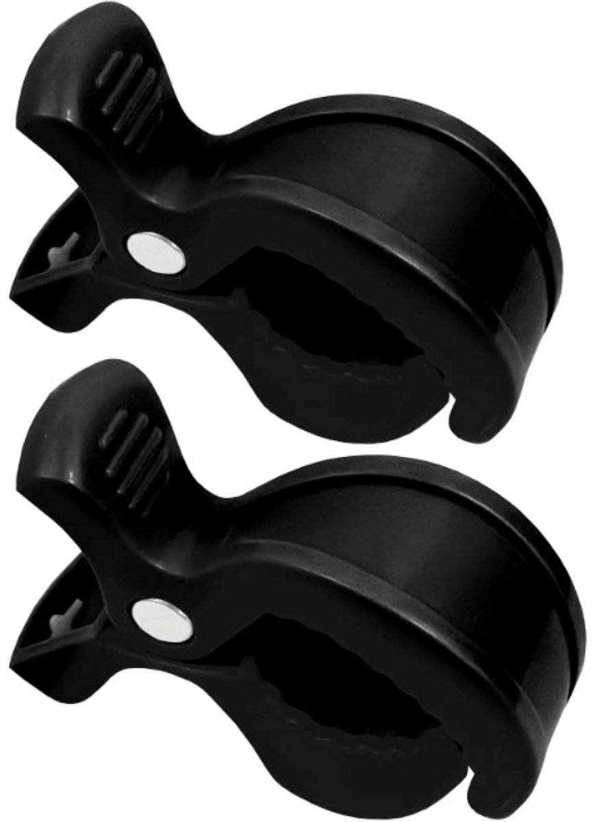 Sipo - Universele Kinderwagen Clips - Set van 2 - Stroller Pegs - Multifunctioneel ABS Klemmen - Baby Car Seat Clips - Sterke Veer Klem - 2kg Draagkracht - Kinderwagen Organizer Ophangsysteem - Universele Buggy Clips - 7.5 x 4.5 x 2.5 cm - Zwart