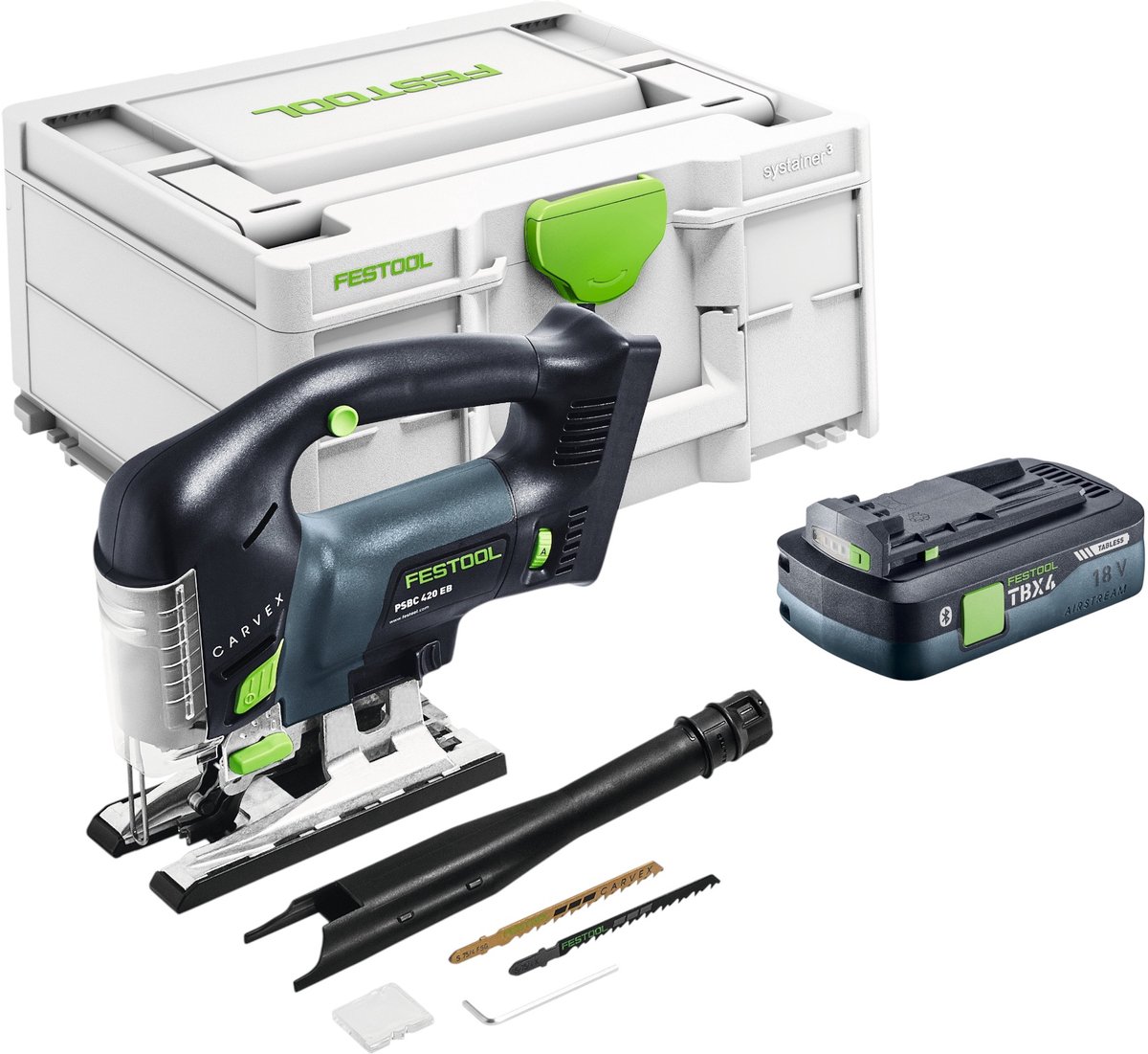 Festool CARVEX PSBC 420 HPC 4,0 EBI-Plus accu-pendeldecoupeerzaag 18 V ( 576532 ) 120 mm borstelloos + 1x accu 4,0 Ah + lader + systainer