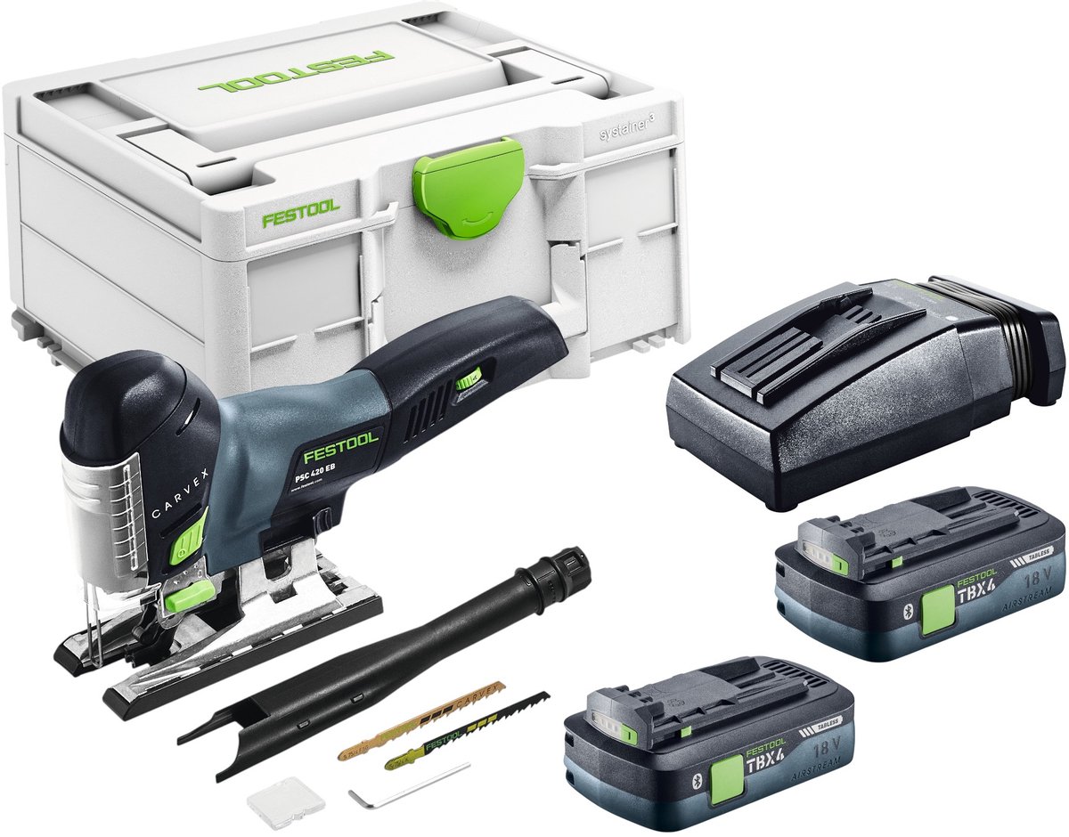 Festool PSC 420 EB-Basic accu pendelzaag 18 V 120 mm borstelloos + 2x accu 4,0 Ah + oplader + Systainer
