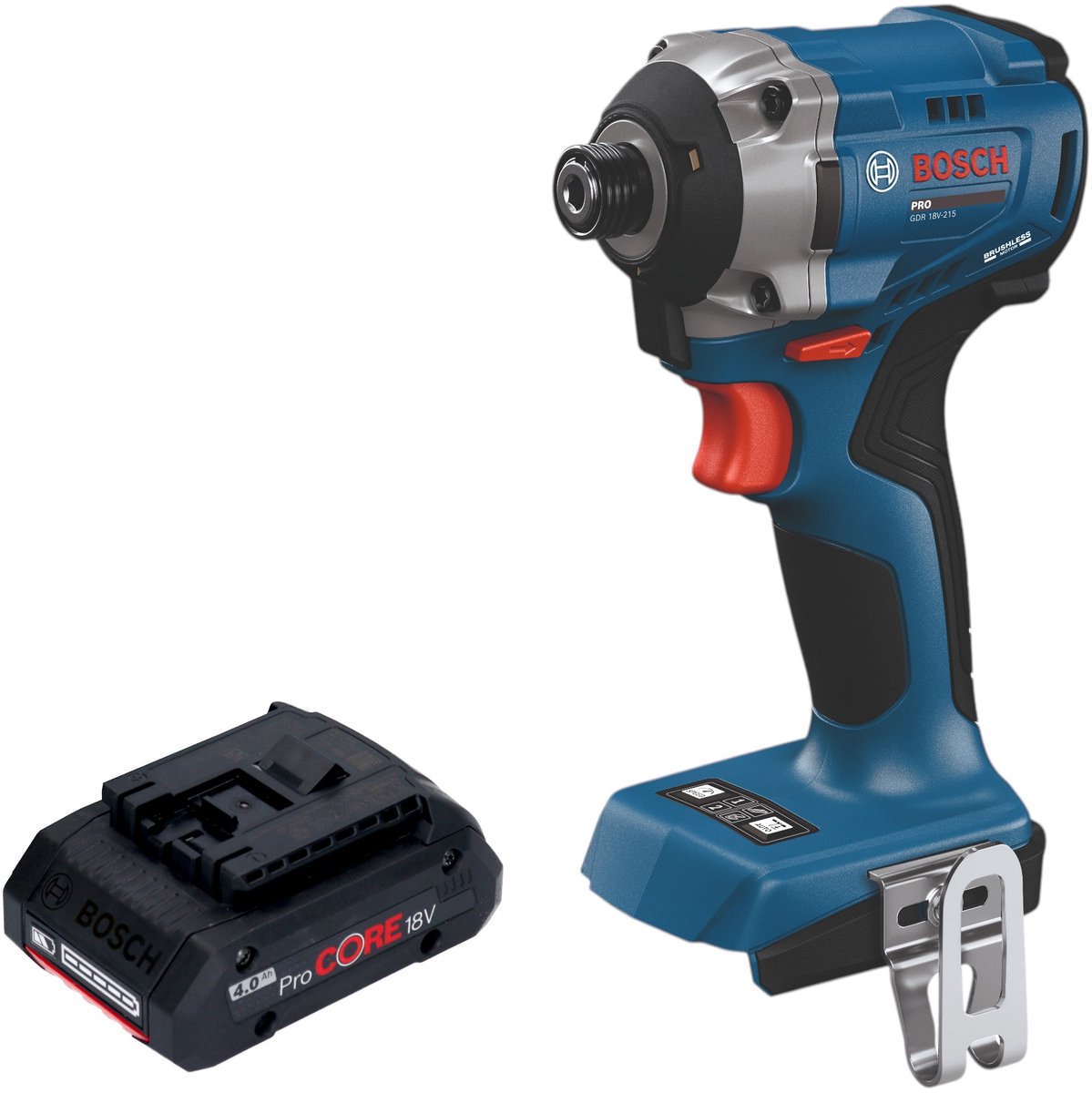Bosch GDR 18V-215 Professional accu-slagschroevendraaier 18 V 215 Nm 1/4" borstelloos + 1x ProCORE-accu 4,0 Ah - zonder oplader