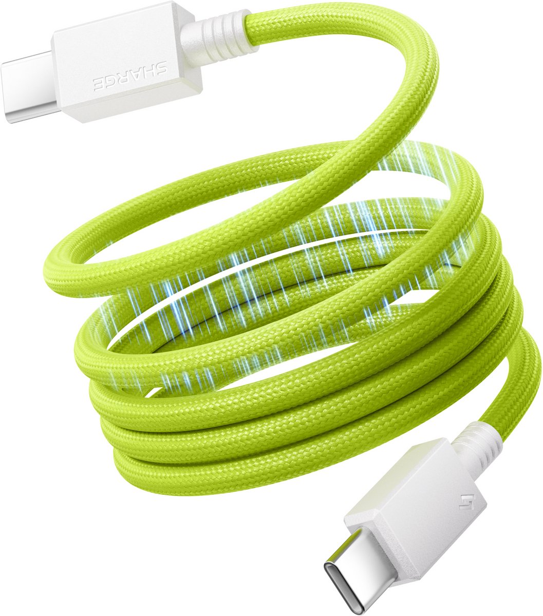 SHARGE MagLoop - 240W Snellaadkabel - Gevlochten magnetische kabel - USB C-C - Groen