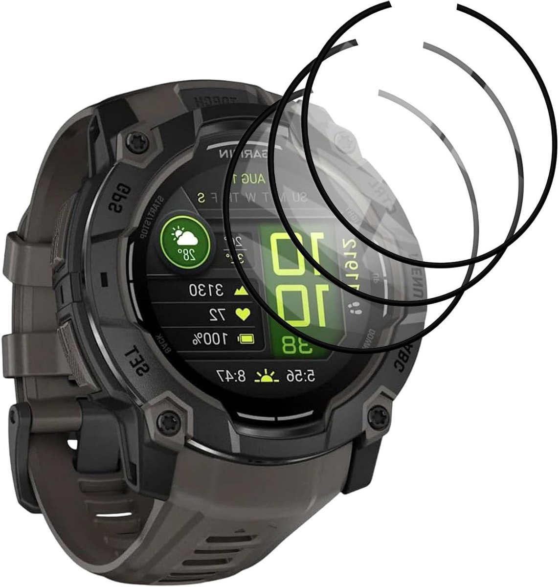 3-delige Filmscherm Bescherming voor Garmin Instinct 3 - Hoge Resolutie, Volledige Dekking en Krasbestendig
