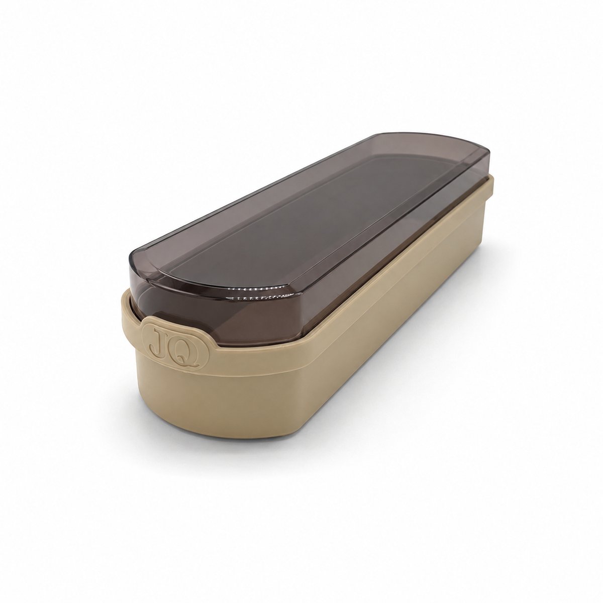 JQ Liv Ontbijtkoek bewaardoos Beige/Taupe met donker transparante deksel - 100% Luchtdicht - Altijd verse ontbijtkoek of peperkoek!