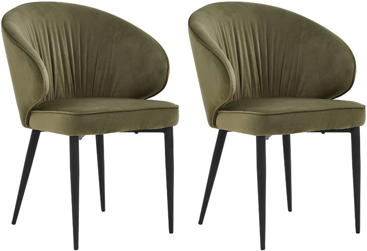 Colenis® - Ruby Eetkamerstoel - Set Van 2 - Groen - Velvet - Fabb - Design