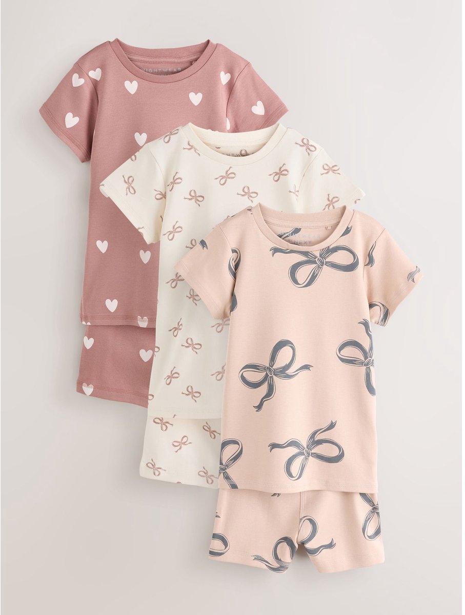 Next - Meisjes - Set van 3 korte pyjama's - Bruin