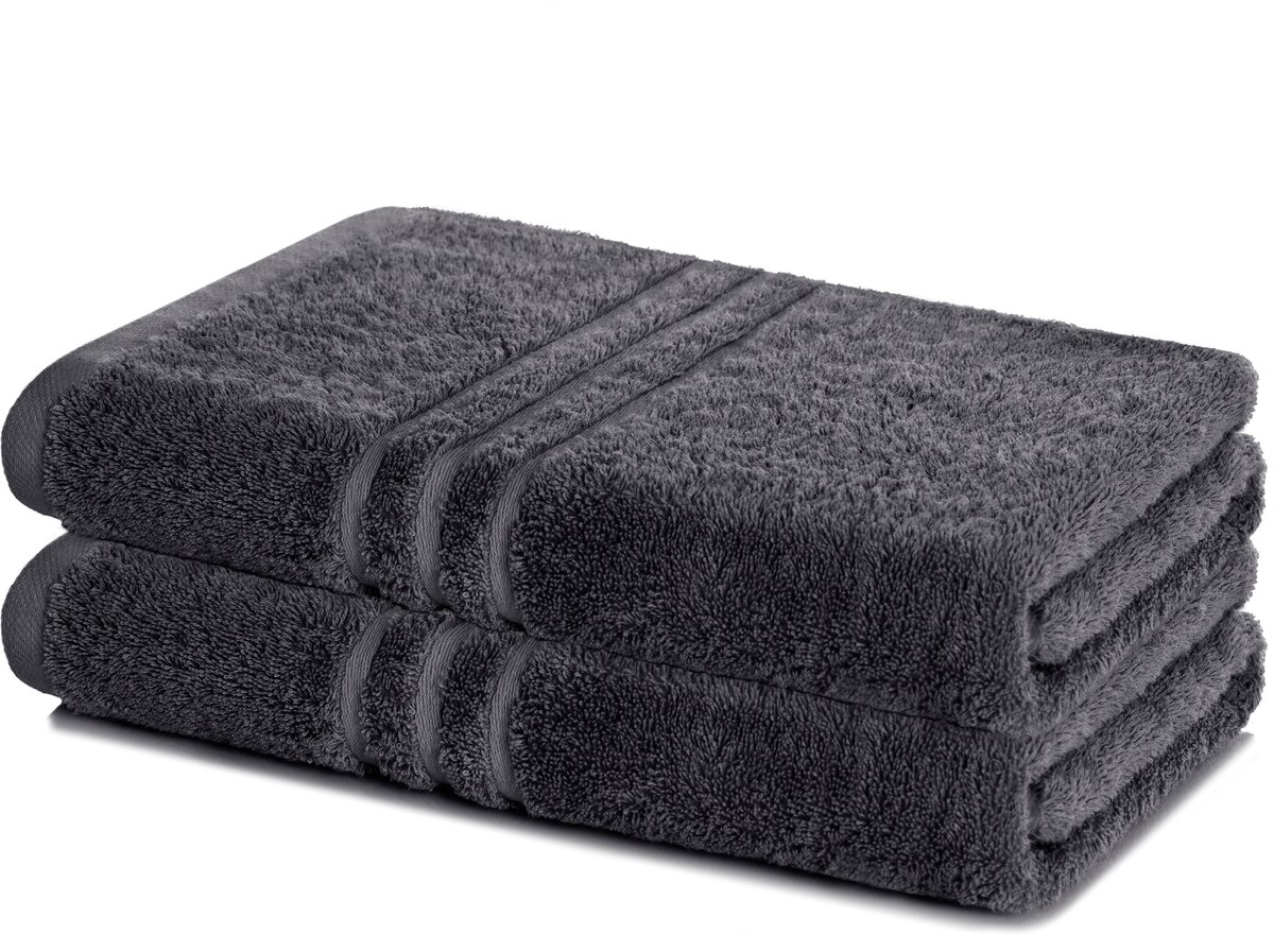Lavea® Set van 2 Badhanddoeken 70x140 cm 100% Katoen – Zacht en Absorberend – Ideaal als Grote Badhanddoek, Badlaken of Handdoek – Antraciet