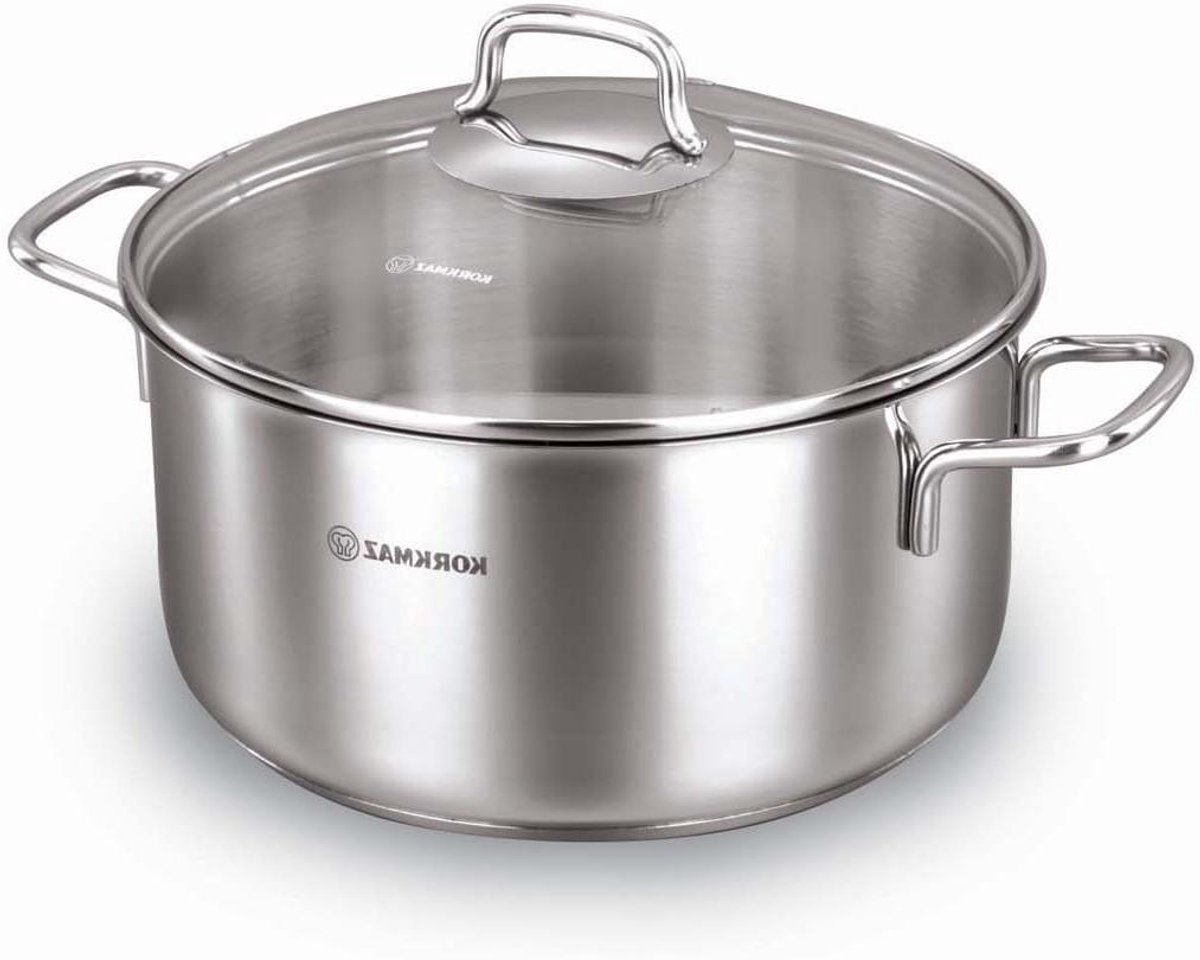 Braadpan met deksel - Kookpan Stoofpan - Langzaam Garen - Tri-Ply ingekapselde basis - 3.7 Qt - Zilver