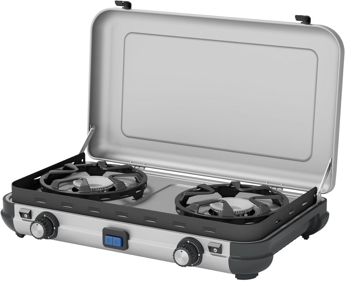 Gasfornuis - Kampeerfornuis Kooktoestel - Buiten Koken - Twee Kookplaten - 4.4 kg - Grijs