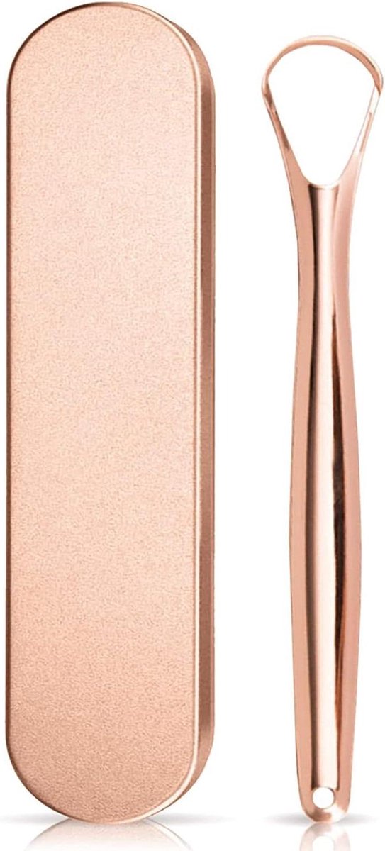 Tongschraper Koper - Tongreiniger Mond - Frisse Adem - Vormt Zichzelf - 17.5 cm - Koper