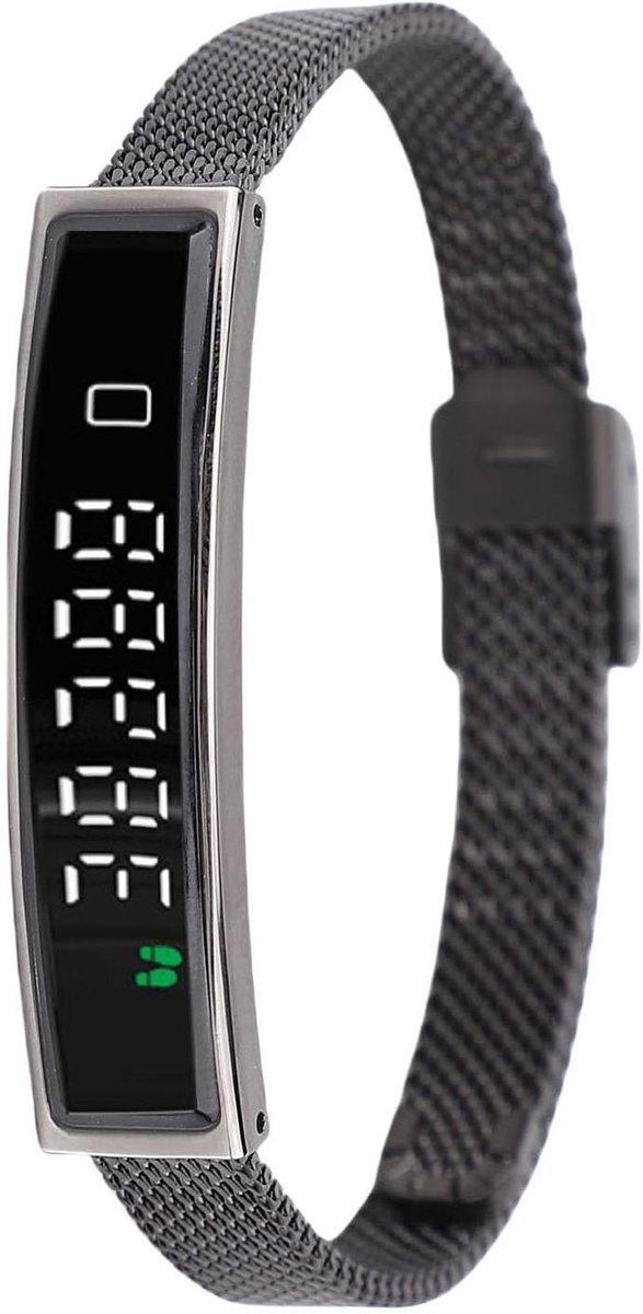 Smart Health Armband - Fitness Tracker - Sporten Analyseren - Visuele Trainingsdata - 5.6mm Dik - Zwart
