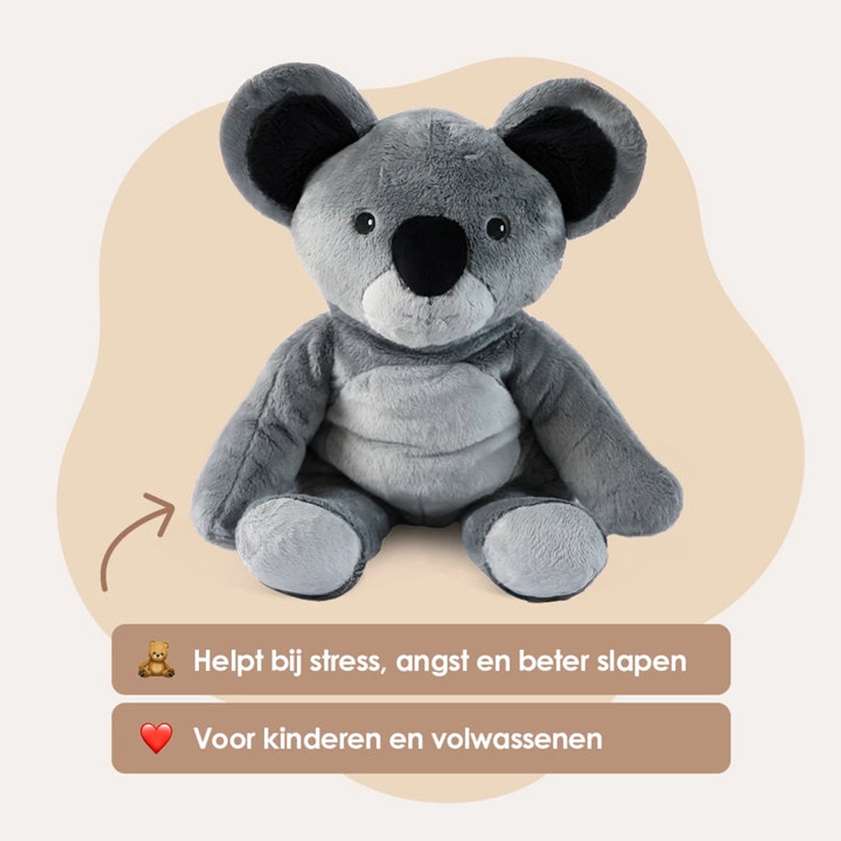 Lotgenootje Verzwaringsknuffel Koala - 45cm/2kg - Verzwaarde Knuffel - Weighted Stuffed Animal - Sensorisch Speelgoed - Zware Knuffel Anxiety - Plushie — afbeelding 9