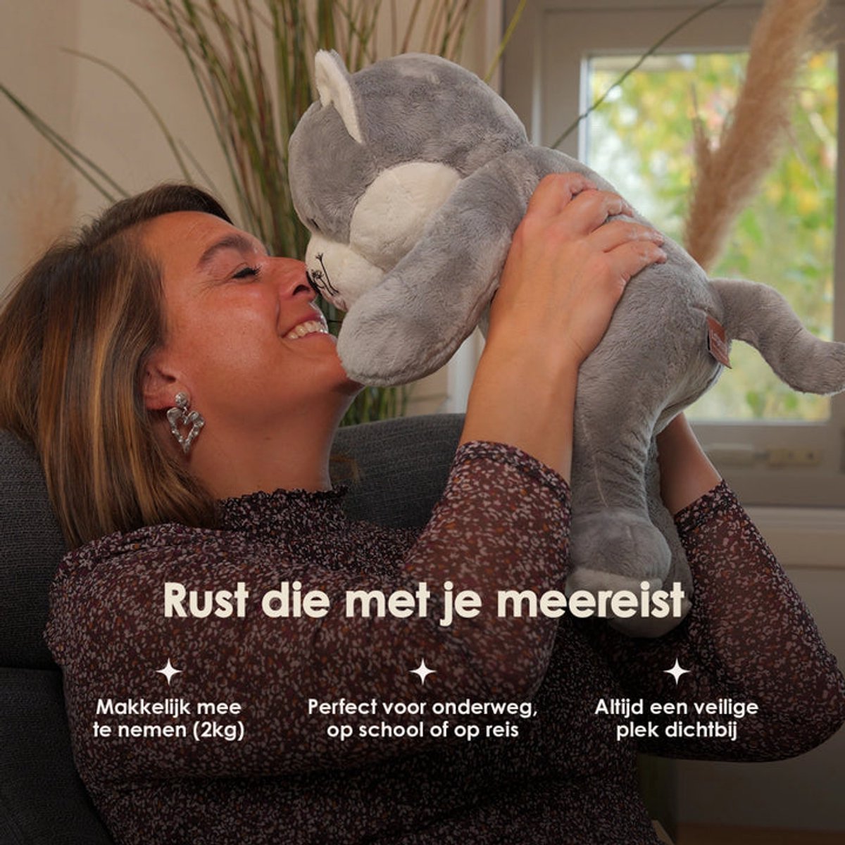 Lotgenootje Verzwaringsknuffel Kat - 45cm/2kg - Verzwaarde Knuffel - Weighted Stuffed Animal - Sensorisch Speelgoed - Zware Knuffel Anxiety - Plushie — afbeelding 6