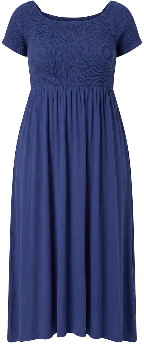 Angel of Style - Dames - Maxi-jurk A-lijn jersey gerimpelde borst - Donkerblauw - Maat 54