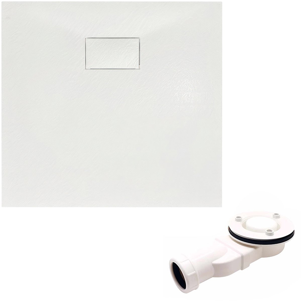Bad Land VIDAR douchebak - vierkant - 80 x 80 x 3,2 cm - wit - met afvoerset