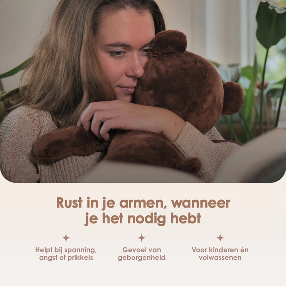 Lotgenootje Verzwaringsknuffel Beer - 45cm/2kg - Verzwaarde Knuffel - Weighted Stuffed Animal - Sensorisch Speelgoed - Zware Knuffel Anxiety - Plushie — afbeelding 3