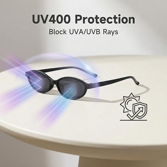 KZQ Set van 3 Retro Ovale Kattenoog Zonnebrillen voor Dames Jaren 90 Trendy Smal Frame UV400 Bescherming Lichtgewicht Tinten voor Auto Strand Feest Buiten van kzq — afbeelding 4