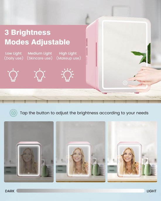 KZQ Minicoelkast voor cosmetica 4 liter 2-in-1 draagbaar roze glazen deur voor auto kantoor camping thuis van KZQ — afbeelding 3