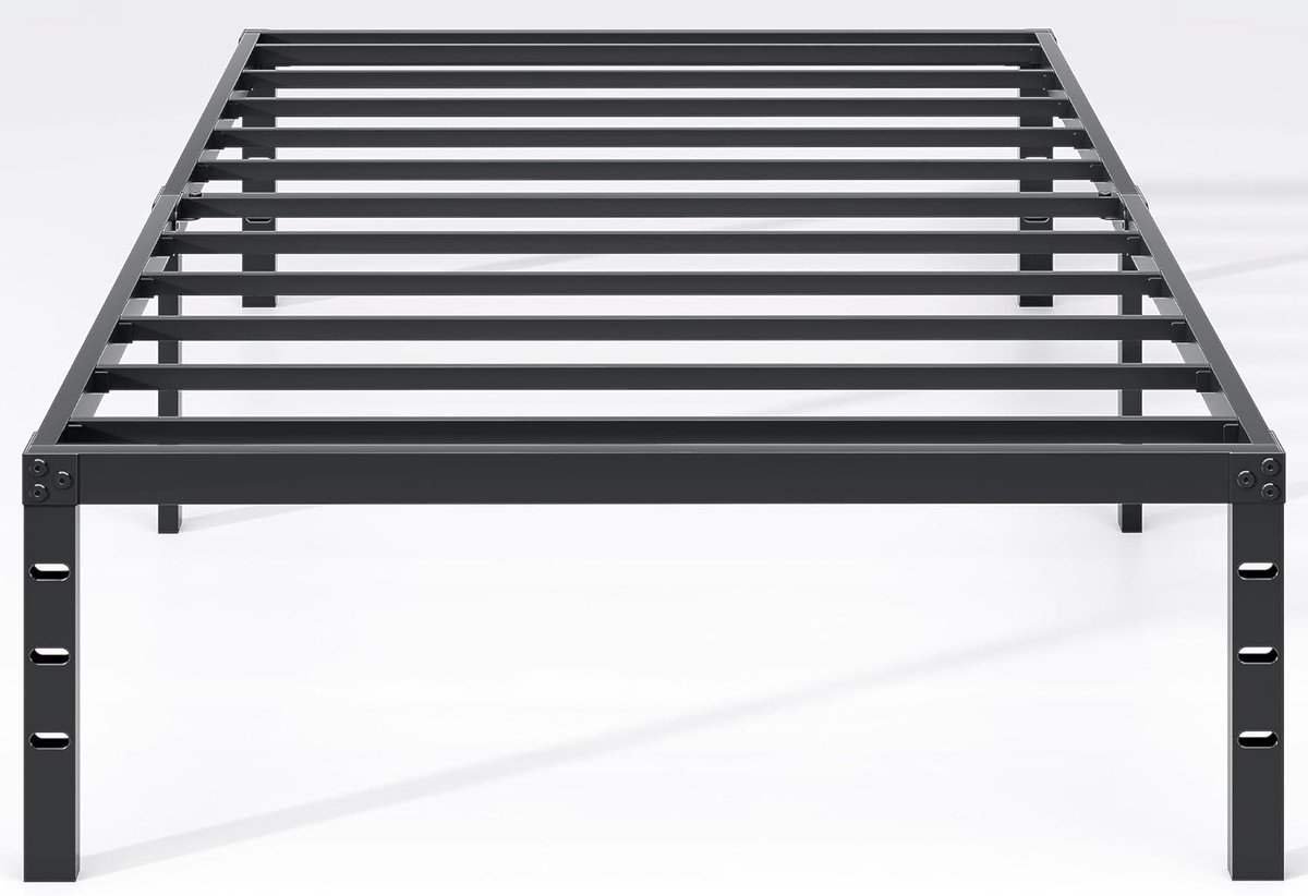 Metalen bedframe - Tweepersoonsbed - Slaapkamer organiseren - Ruimtebesparend ontwerp - 35 cm hoog - Zwart