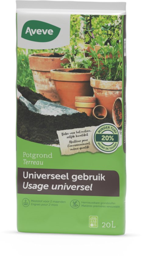 Aveve - Potgrond Voor Universeel Gebruik - 20 L - Voor Binnen En Buiten - Voor Optimale Ontwikkeling En Uitstekende Groei