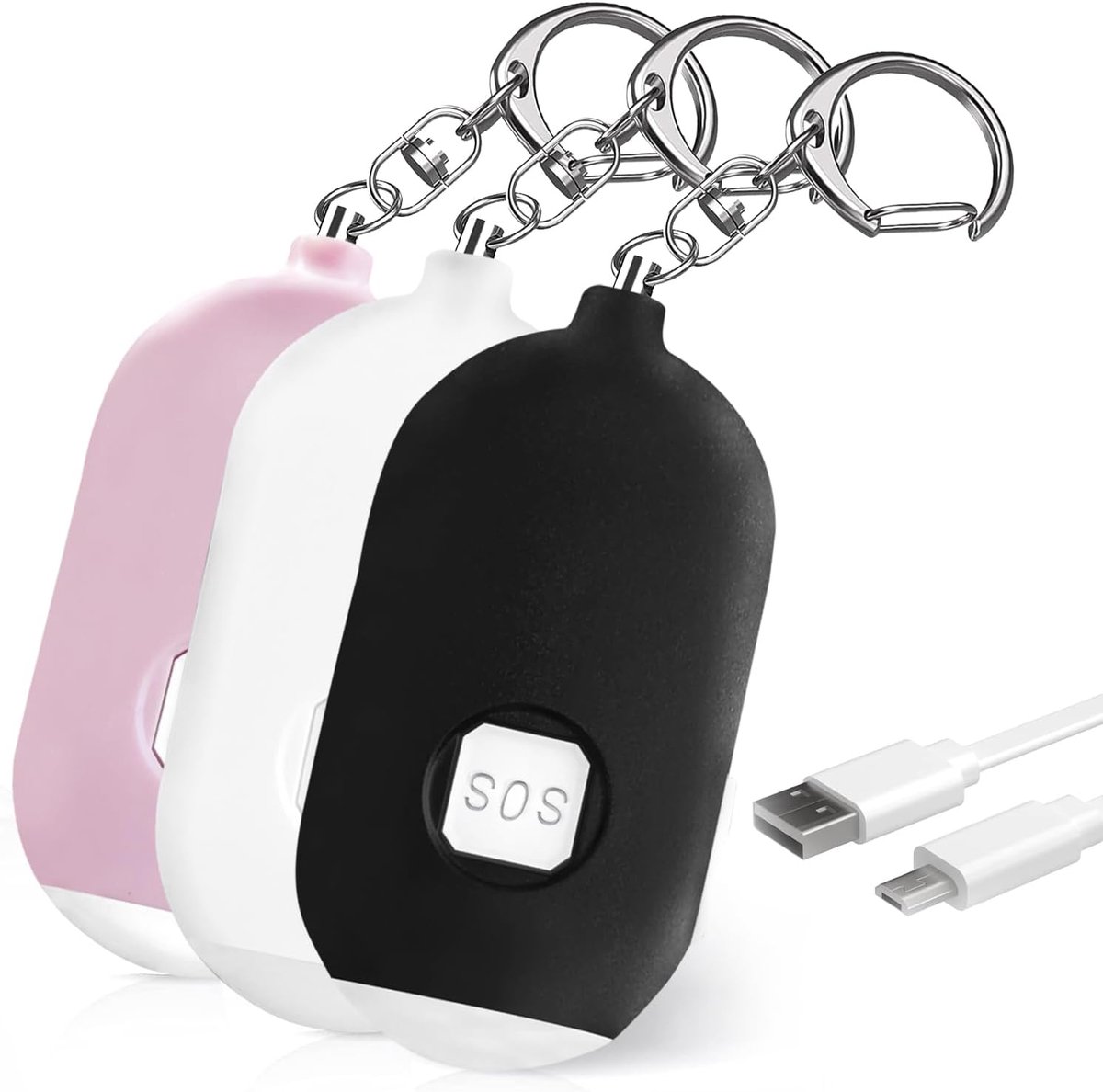 Persoonlijk Alarm - Veiligheidssirene - Noodsituaties - Oplaadbaar USB - 3 stuks - Assorti