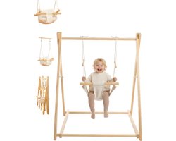 Livista Houten Babyschommel - Inklapbaar - Swing - Wipstoel Met Schommelstoel - Baby Zitje - Dennenhout - Houten Speelgoed