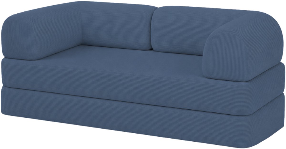 Bananair - 2-zits Bank - Modulaire slaapbank - Bedbank - Ribfluweel - 90x180 cm - Blauw