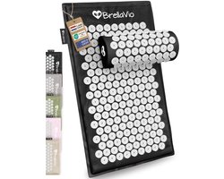 BrellaVio Spijkermat Set met Spijkerkussen - Zwart - 74x44 cm - Acupressuur Mat - Spijkerbed - Acupunctuur Kussen - Shakti Massage