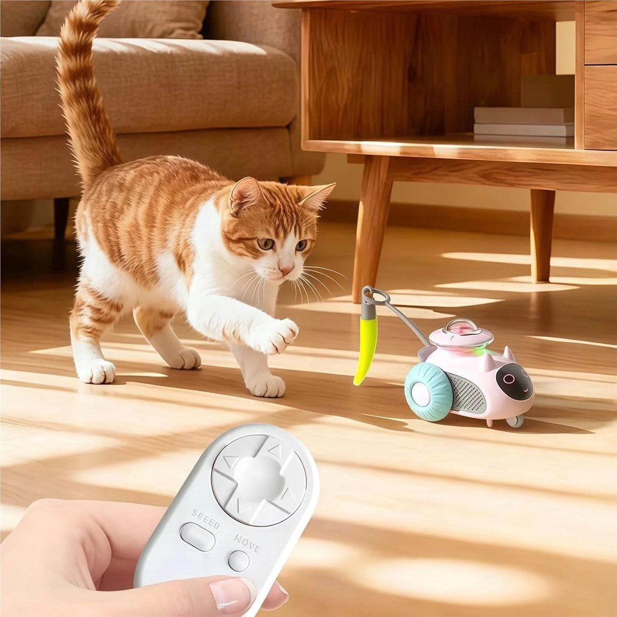 ZVD Speelgoed voor huisdieren - Kattenspeelgoed - automatisch interactief speelgoed - met interactieve bewegingssensor - voor binnen en buiten, cadeau voor Kerstmis, verjaardag - 1 stuk(roze)