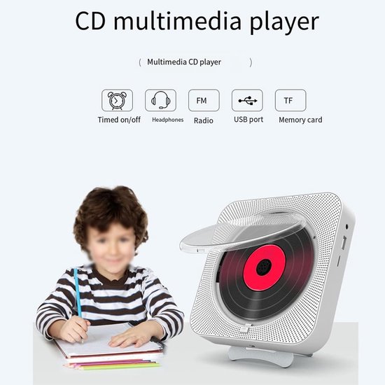 Draagbare cd-speler voor op het bureau, met afneembare stofkap, ondersteunt afspelen vanaf TF-kaarten en USB-flashdrives, ingebouwde hifi-luidspreker, voor muziek en uitzendingen, roze. — afbeelding 2