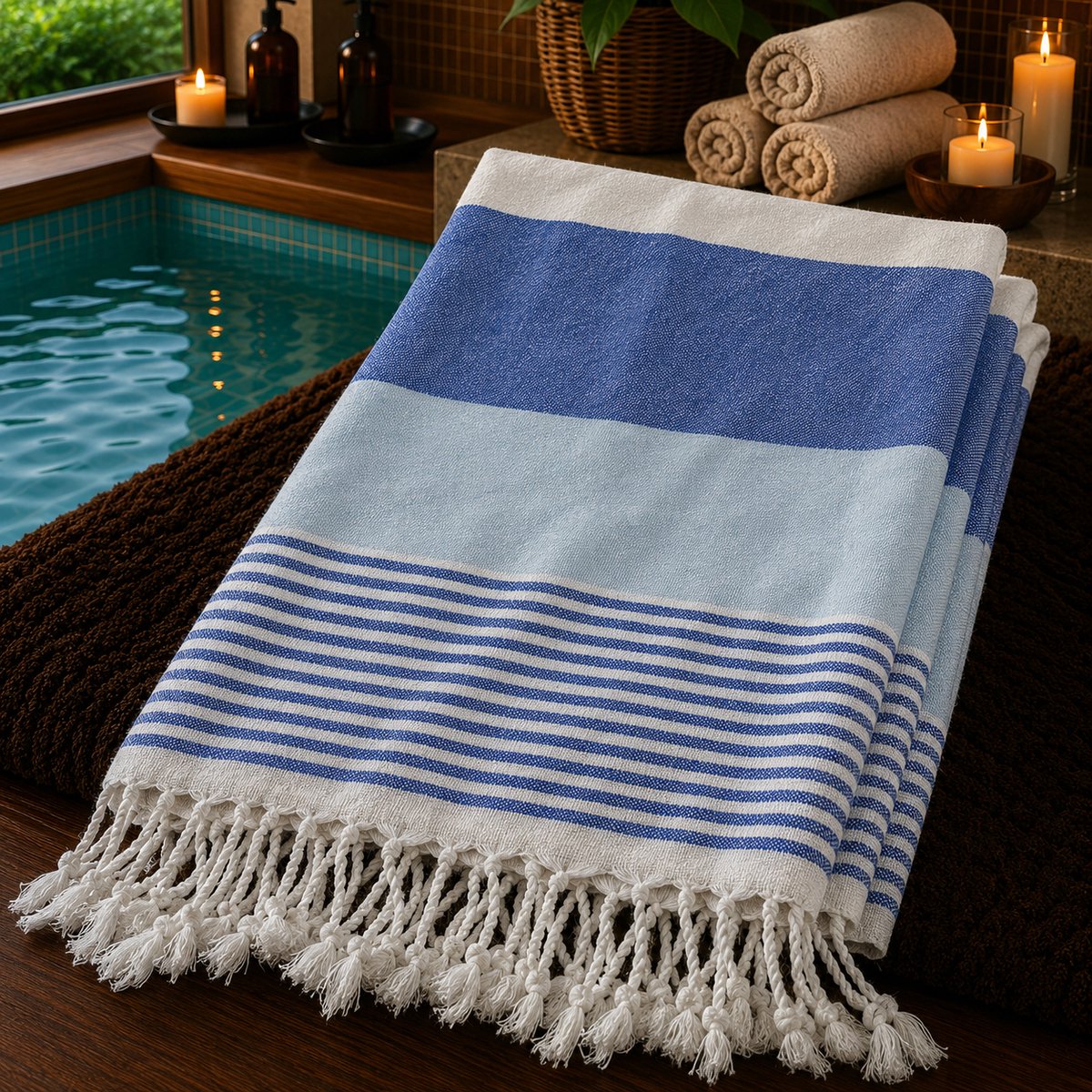 100% Katoenen Colorloop Hamamdoek – Turkse Handdoek & Strandlaken – Voor Sauna, Spa en Wellness