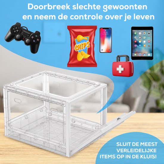 Fleau Home Telefoonkluis met Tijdslot - XXL - Focus Box - Phone Safe - Zelfdiscipline/ Verslaving - Telefoon Kluis - Stoppen met roken - Nieuwste ontwerp - Wit