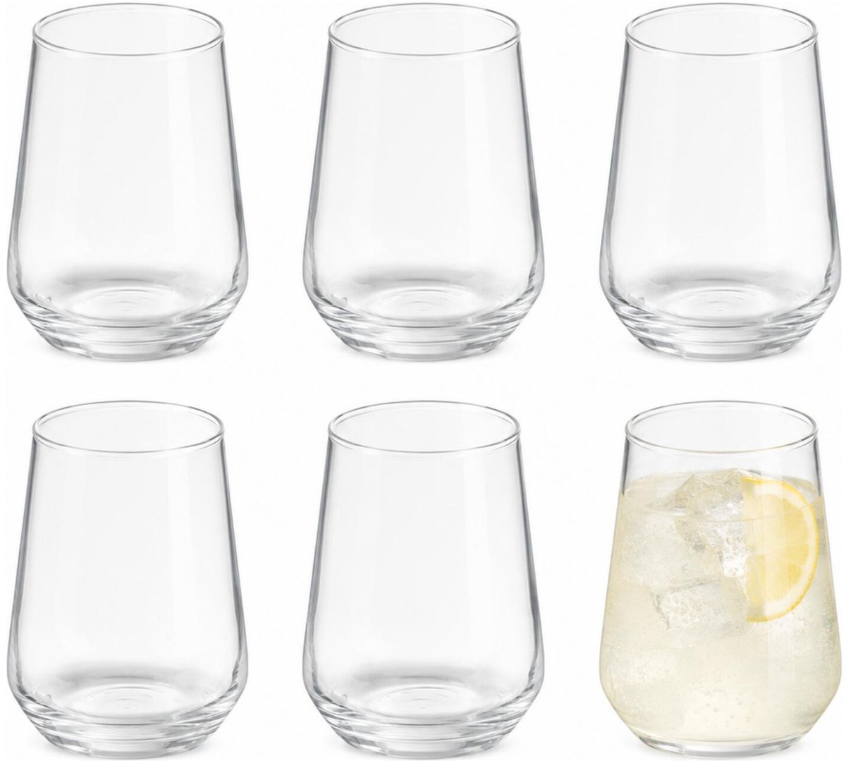 Vivalto Drinkglazen Conical - 6x stuks - 400 ml - transparant - glas - waterglazen