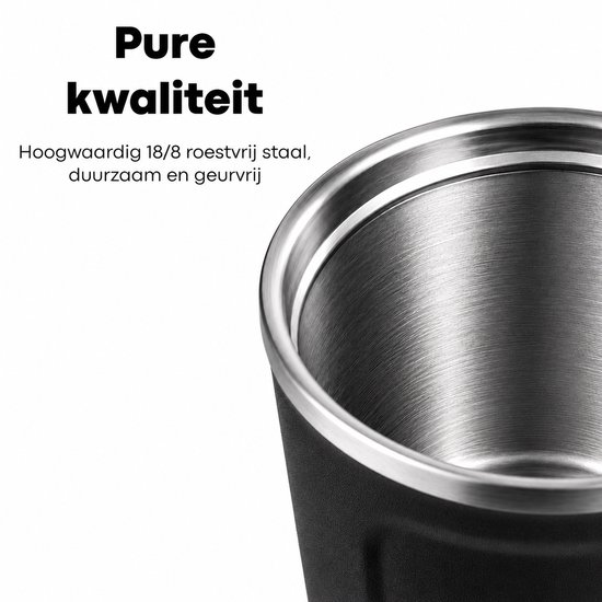 Vatten Thermosbeker - Koffiebeker - Travel Mug - Zwart - 380ml - Theebeker