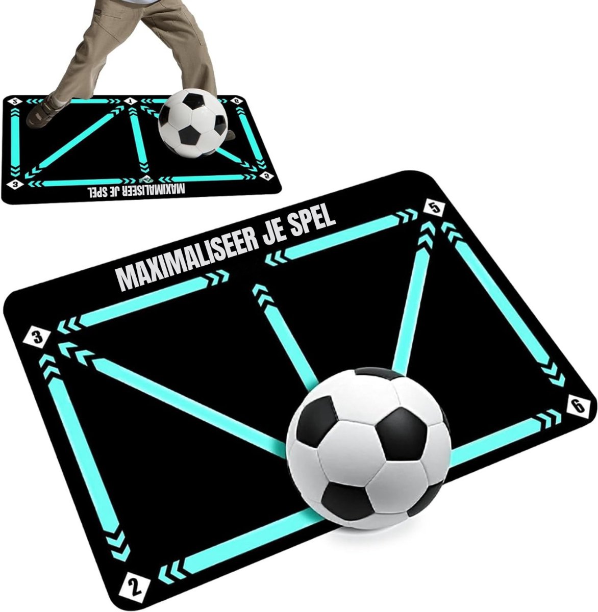 QIN® Voetbalmat - Dribbelmat - Voetbal Tapijt - Zwart - 60cm x 90cm x 1cm
