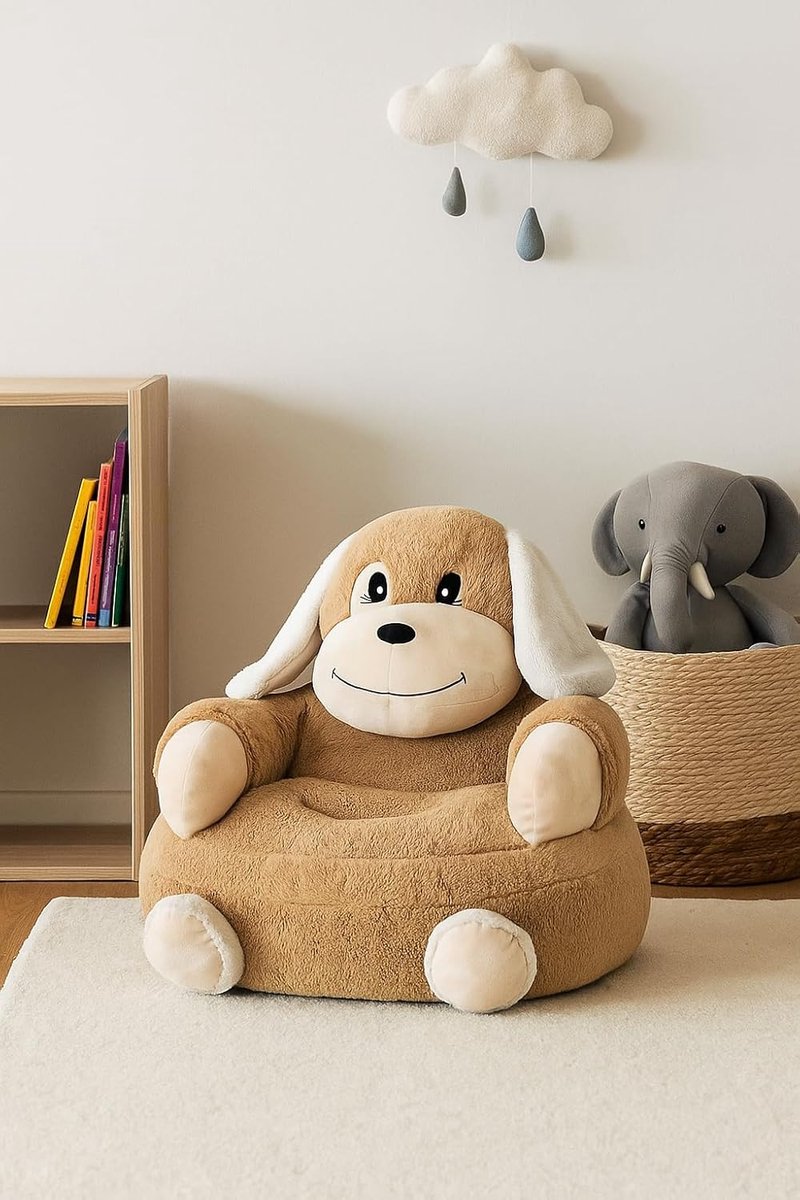 WEB2O Kinderfauteuil Hond - Zachte Pluche Kinderstoel - 45 x 45 x 45 cm