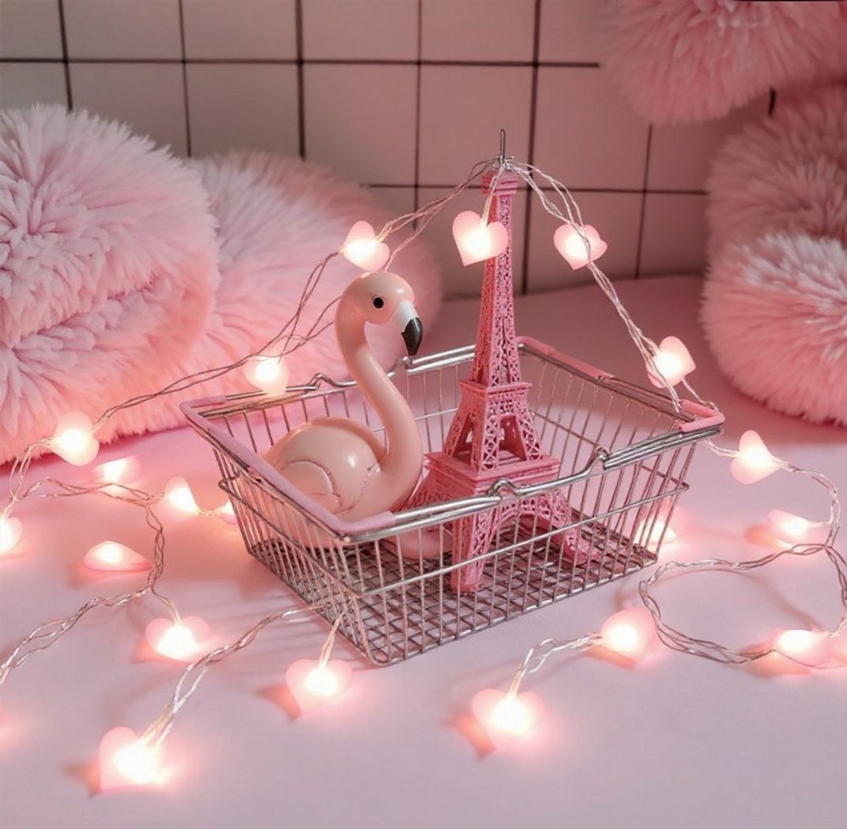 Lynn's led lampjes slinger - Roze hartjes - 3 meter - 20 lichtjes - Babyshower - Kinderkamer - Valentijn