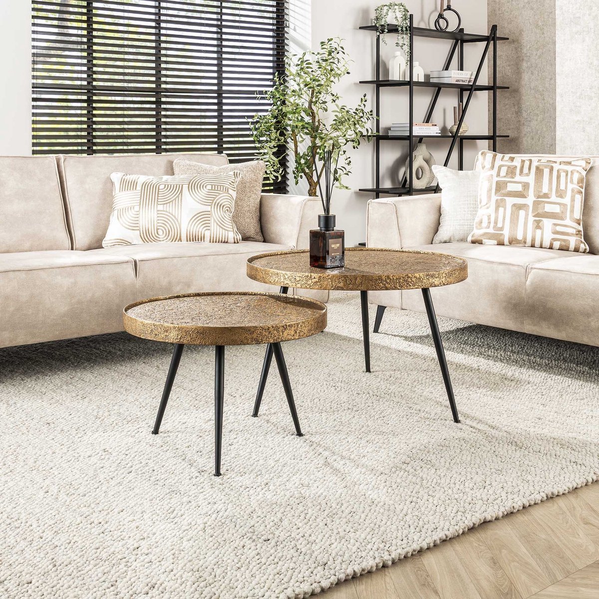 PS-Collection Metallic Rond Set/2 Salontafels - ø74x50cm - Antiek Brons - Metaal - salontafels rond, salontafels, salontafel zwart, salon tafel, salontafel rond, salontafel industrieel, salontafel vierkant, salontafel marmer, salontafel wit