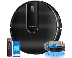 Robotstofzuiger Met Dweilfunctie-Robot Stofzuiger-Slimme Gyroscoopnavigatie-App En Spraakbediening-4000Pa En 4400mAh-Harde Vloeren-36x43x13 cm-Zilvergrijs