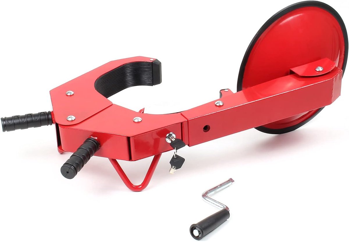 Wielklem - Parkeerbeugel - Voertuig Beveiligen - Robuust Staal - 10-18 Inch Velgen - Rood Zwart
