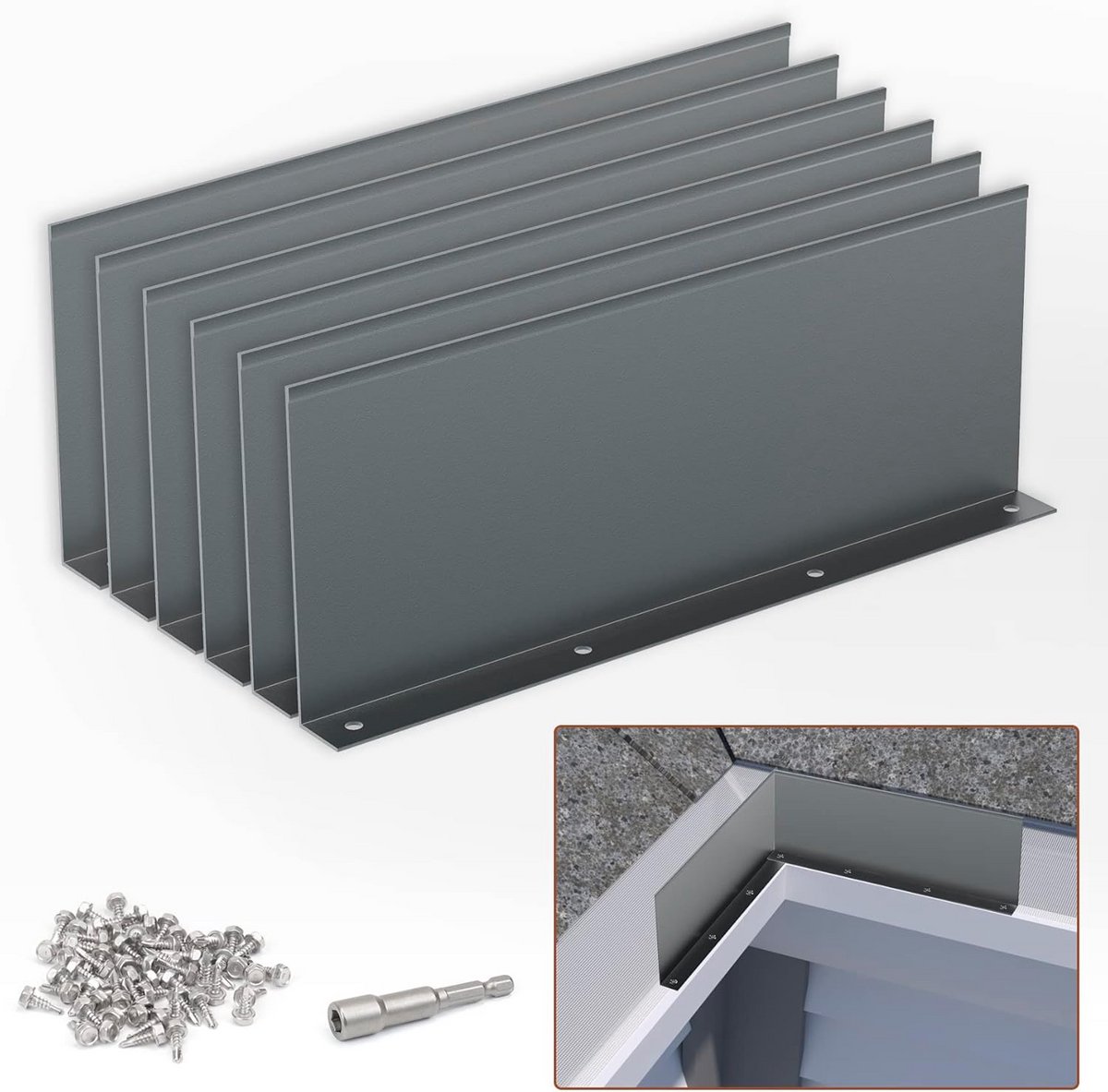 Dakgoot Bescherming - Regenwater Opvang - Voorkom Overstroming - Aluminium Materiaal - 6 Stuks 25cm - Grijs