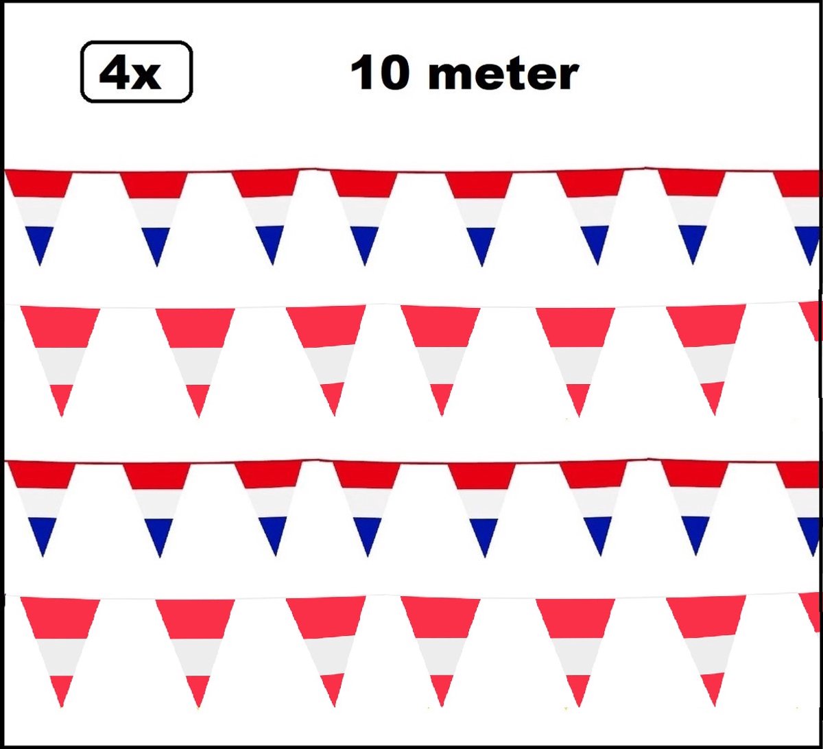 4x Vlaggenlijn landen set Nederland/Oostenrijk 10 meter - Sport Holland Belgie Thema feest voetbal party