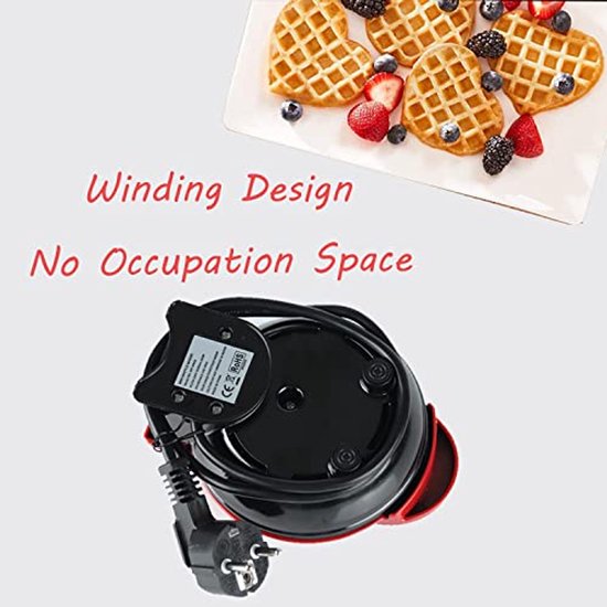 Mini wafelijzer - Kleine wafelmaker - Snelle traktaties maken - Antiaanbaklaag - 17.8 x 12 x 8.8 cm - Groen — afbeelding 2