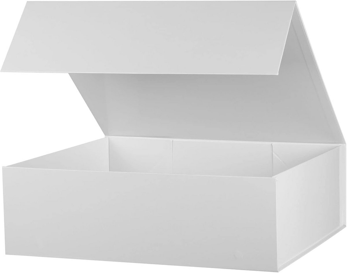 Grote geschenkdoos - Opbergdoos met deksel - Cadeaus inpakken - Magnetische sluiting - 47x40x18 cm - Wit